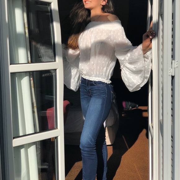 NWOT White flowy top - Picture 2 of 2